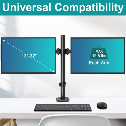 MOUNT PRO Dual Monitor Mount Fits 13-32 Inch/17.6lbs LCD Screen, Computer Monitor Desk Mount, Articulating Monitor Arm, Height Adjustable Monitor Stand for 2 Monitors, VESA Mount 75x75/100x100mm