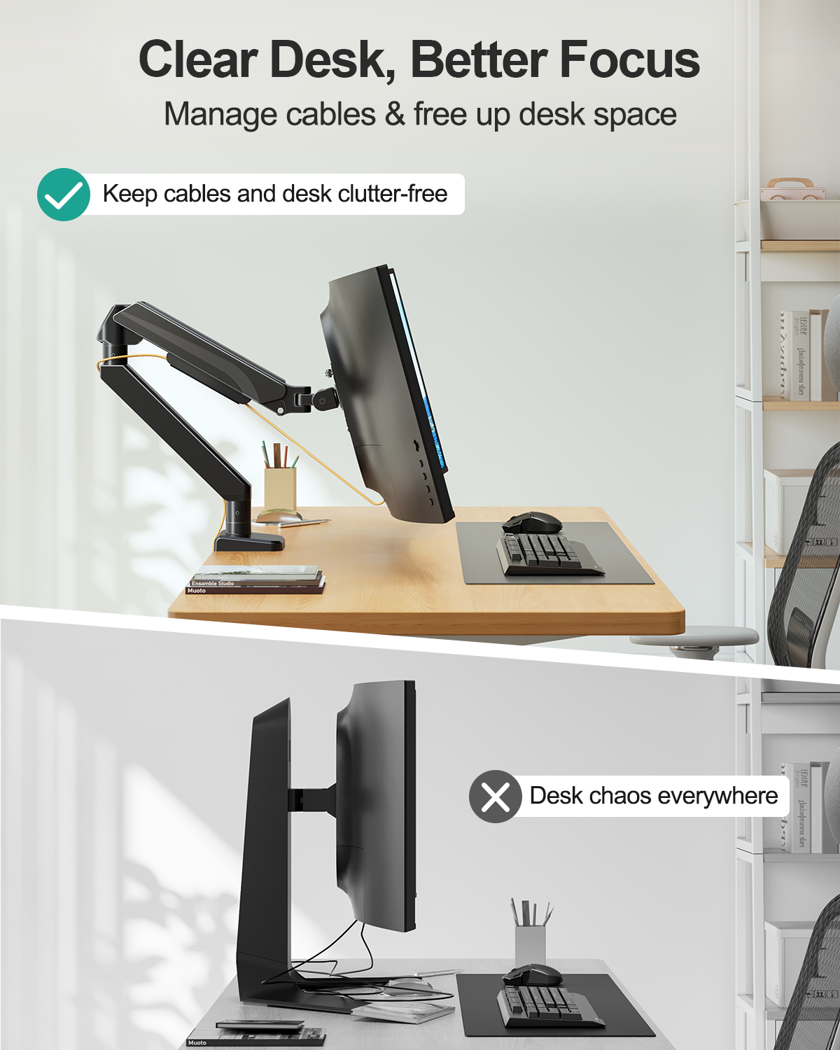 MOUNT PRO Ultrawide Single Monitor Arm for 22"- 42" Screens, Monitor Desk Mount Stand Holds 4.4-33 lbs, Heavy Duty Height Adjustable Vesa Mount, with C Clamp & Grommet Base