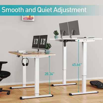 WOKA Electric Standing Desk 48 x 24 Inch, Adjustable Height Stand Up Desk with Memory Controller, Adjustable Desks for Home Office, Sit Stand Desk with Splice Board, Motorized Standing Desk Oak