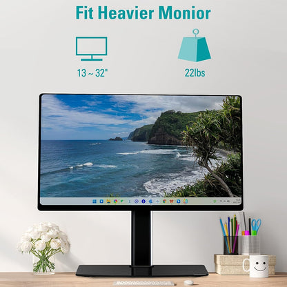 MOUNT PRO Single Monitor Stand Fits Max 32 inch/22 lbs Computer Screen, Free Standing Monitor Desk Stand, Monitor Mount with Height Adjustable, Swivel, Tilt, Rotation, VESA Monitor Stand 100x100