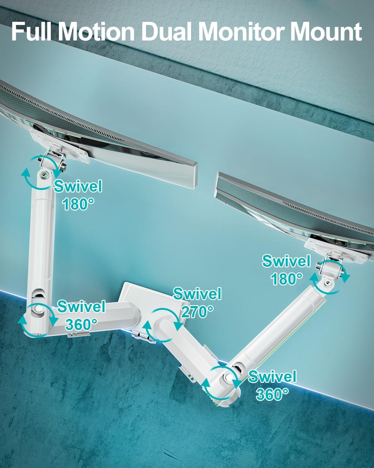 Freelift Pro Dual Monitor Mount Height Adjustable Gas Spring Double Monitor Stand for 2 Monitors up to 32" Monitors