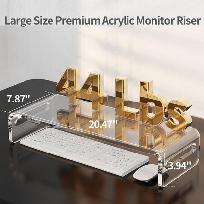 Zimilar 20 inch Large Acrylic Monitor Stand Riser, Crystal Clear Monitor Riser, Acrylic Computer Stand Riser with Keyboard Storage for Computer, Laptop, PC,iMac