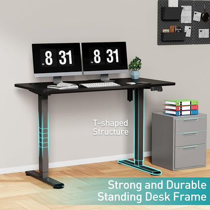 WOKA Electric Standing Desk 48 x 24 Inch, Height Adjustable Stand Up Desk with Memory Controller, Sit Stand Desk with Splice Board, Adjustable Desks for Home Office, Motorized Standing Desk Black