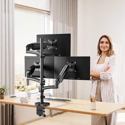 MOUNT PRO Triple Monitor Mount for Max 32" Computer Screen, Adjustable 3 Monitor Desk Mount, up to 19.8lbs Each, Gas Spring Monitor Arm with Tilt Swivel Rotation, VESA Mount 75x75/100x100mm