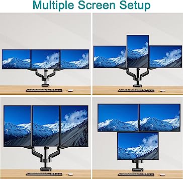 MOUNT PRO Triple Monitor Mount, 3 Monitor Desk Arm fits Three Max 27" LCD Computer Screens, up to 19.8lbs Each, Premium Gas Spring Monitor Stand with Tilt Swivel Rotation, Vesa Mount 75x75,100x100