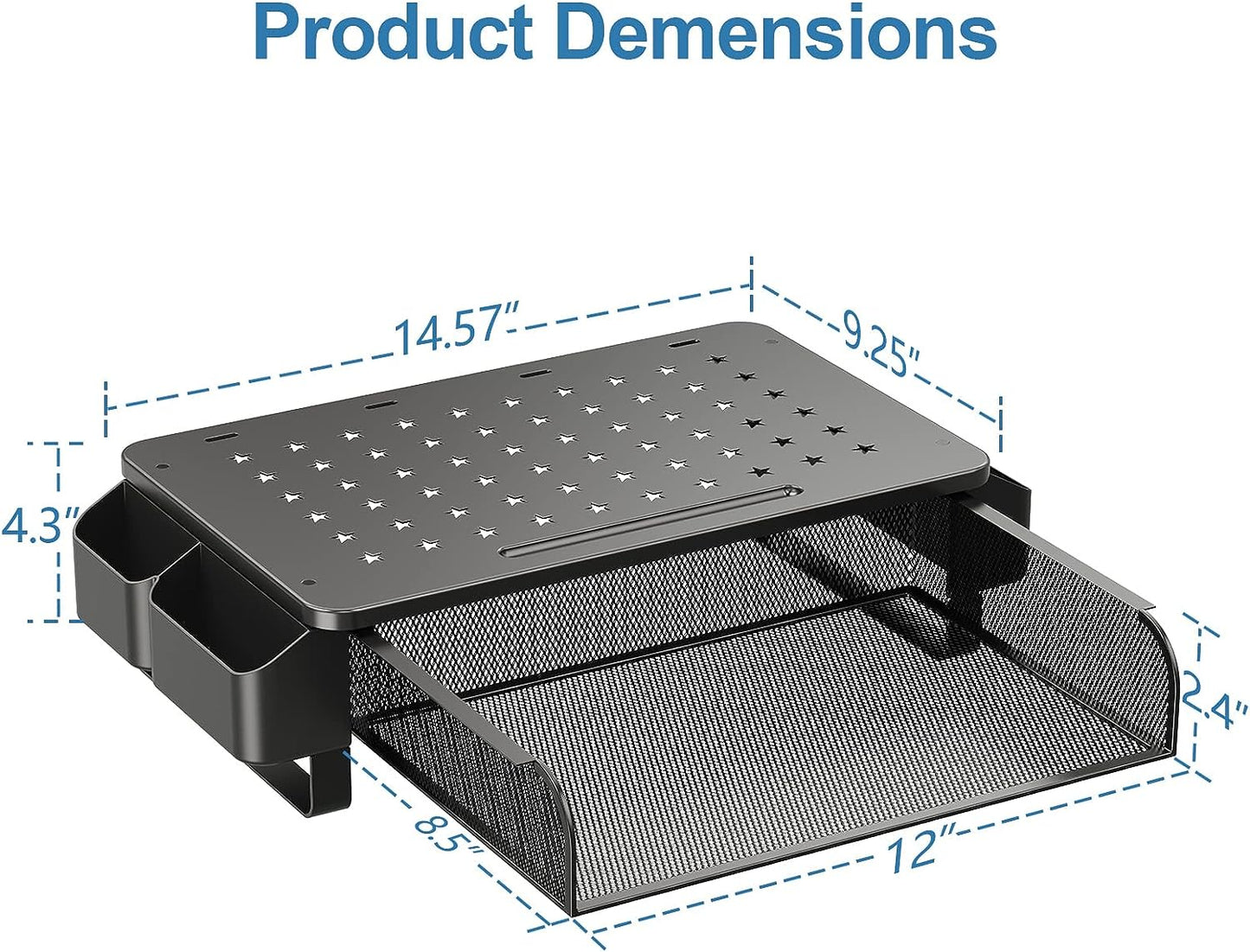 Zimilar Monitor Stand Riser with Drawer, Monitor Riser with Side Storage Pockets for Desk, Metal Monitor Stand for Laptop, PC Screen, Printer, iMac, Computer Monitor Stand for Home Office