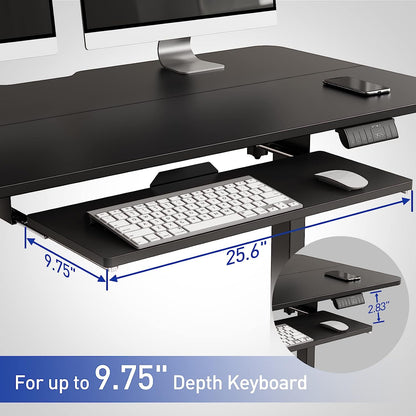 WOKA Electric Standing Desk Adjustable Height 48x24 in with Memory Controller, Ergonomic Motorized Standing Desk with Keyboard Tray, Rising Desk for Home Office Sit Stand Desk