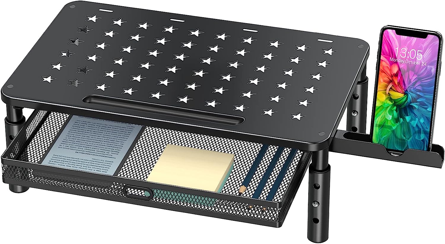 Zimilar Monitor Stand Riser with Metal Mesh Drawer, Height Adjustable ...