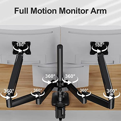 MOUNT PRO Triple Monitor Mount, 3 Monitor Desk Mount for There Screens up to 32 Inch, Full Motion Gas Spring Triple Monitor Stand, Heavy Duty Monitor Arm Hold up to 30.9lbs Each, VESA Mount, Black