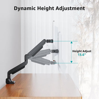 MOUNT PRO Single Monitor Mount for 22-49 inch Ultrawide Computer Screen, Premium Aluminum Heavy Duty Monitor Arm Desk Mount Holds 6.6lbs to 33lbs, Gas Spring Full Motion Monitor Stand, VESA Mount