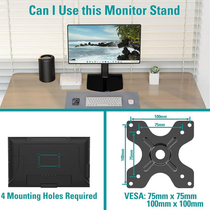 MOUNT PRO Single Monitor Stand Fits Max 32 inch/22 lbs Computer Screen, Free Standing Monitor Desk Stand, Monitor Mount with Height Adjustable, Swivel, Tilt, Rotation, VESA Monitor Stand 100x100