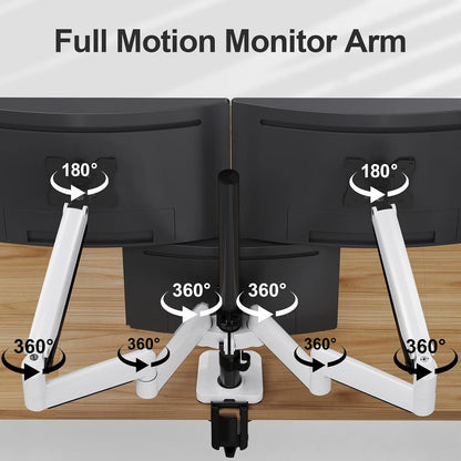 MOUNT PRO Triple Monitor Mount, 3 Monitor Desk Mount for There Screens up to 32 Inch, Full Motion Gas Spring Triple Monitor Stand, Heavy Duty Monitor Arm Hold up to 30.9lbs Each, VESA Mount, White