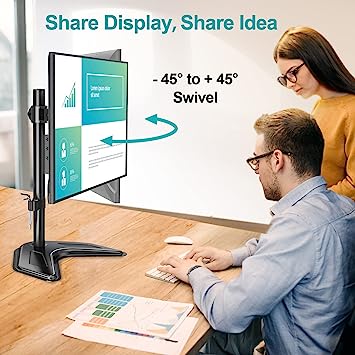 MOUNT PRO Single Monitor Stands Fits 13-32 inch/17.6 lbs Screen, Free Standing Computer Monitor Mount, Monitor Desk Stand with Adjustable Height/Tilt/Swivel/Rotation, VESA Monitor Stand 75x75 100x100