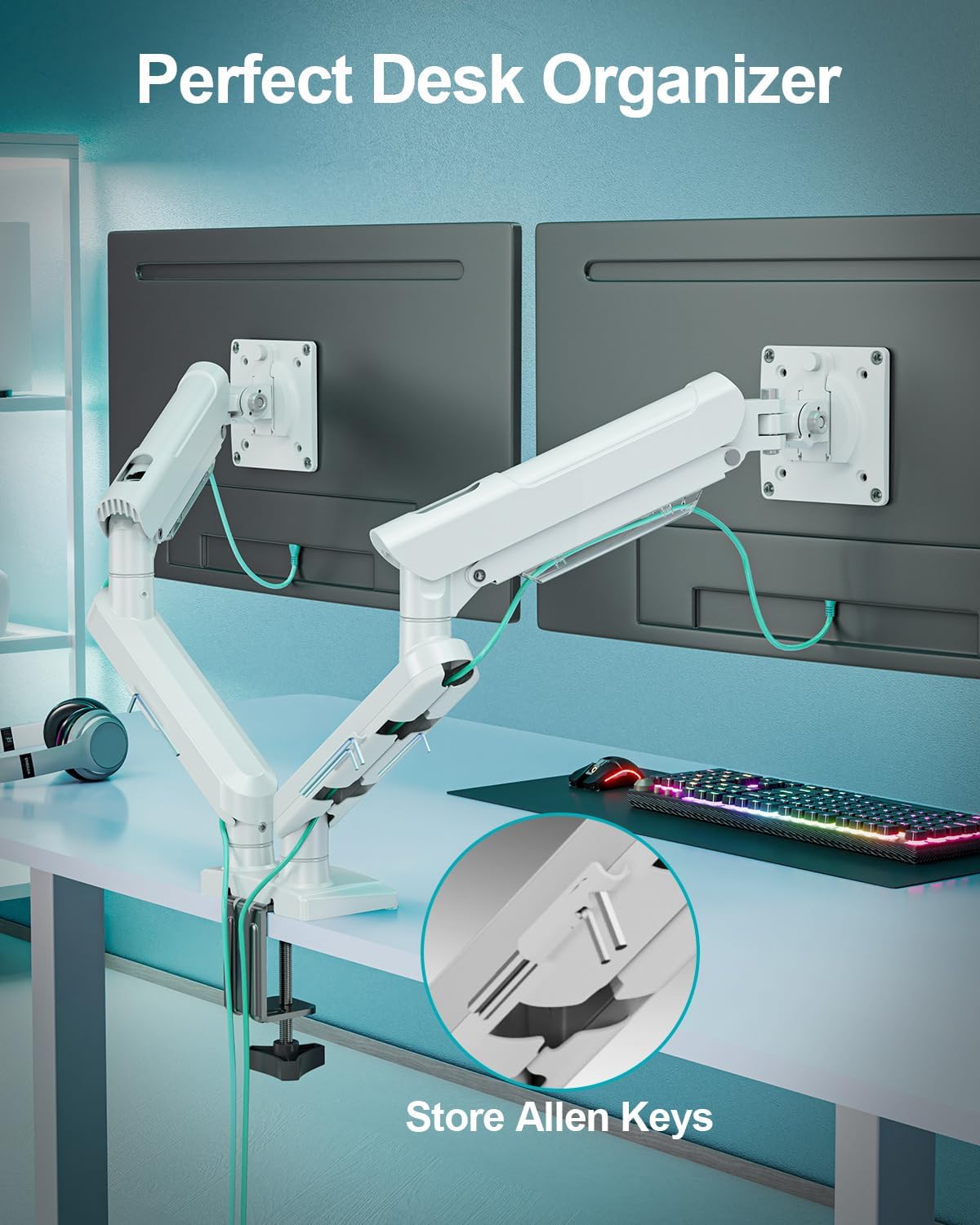 Freelift Pro Dual Monitor Mount Height Adjustable Gas Spring Double Monitor Stand for 2 Monitors up to 32" Monitors