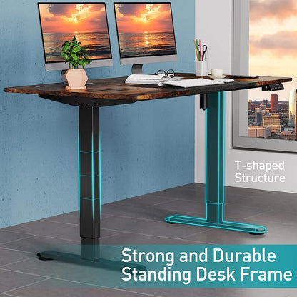 WOKA 55 x 28 Inch Electric Standing Desk, Height Adjustable Stand up Desk, Sit Stand Desk with Memory Controllers, Adjustable Desks for Home Office with Rustic and Black Top and Black Frame