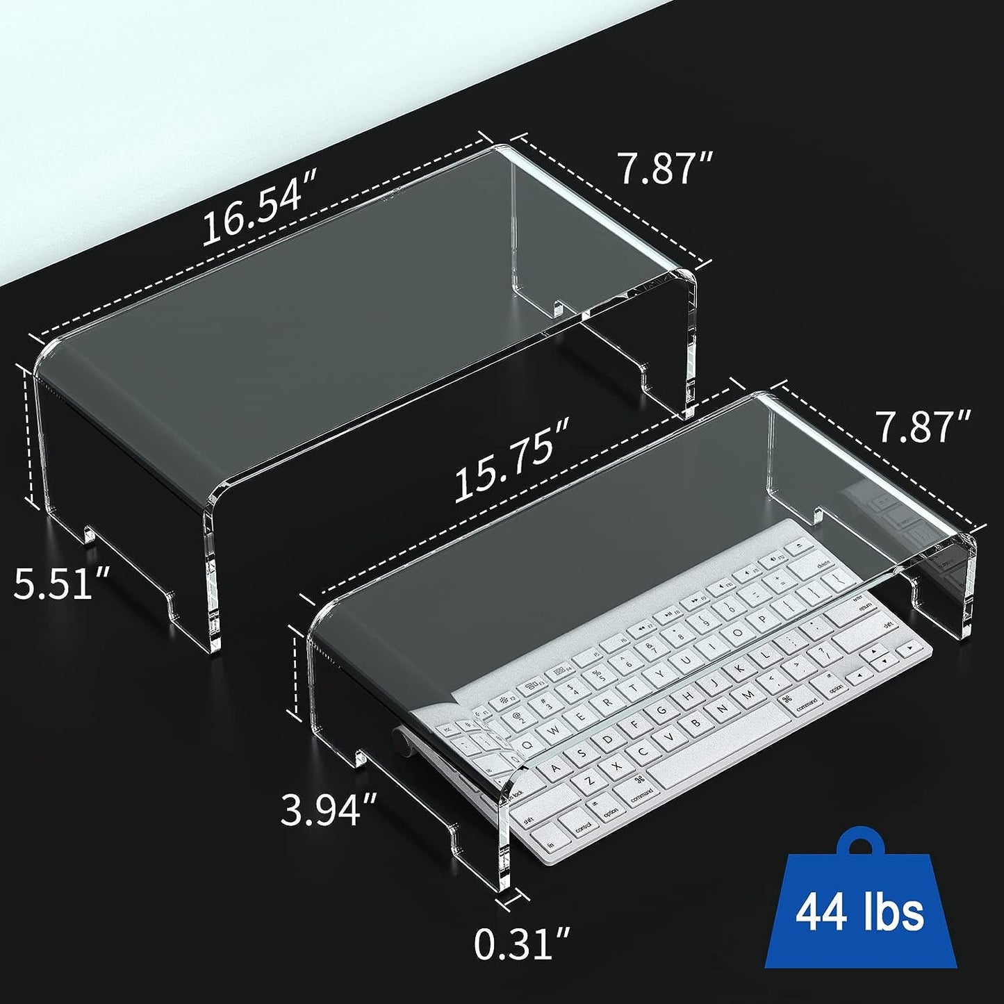 Zimilar 2 Pack Monitor Stand Riser, Acrylic Computer Stand Riser for Computer, Laptop, Printer, Notebook, iMac, Crystal Clear Laptop Stand and Monitor Riser(Large & Small Acrylic)