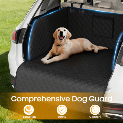 PETICON SUV Cargo Liner for Dogs, Waterproof Trunk Cover with Cushioned Sides to Protect Pet, Full Coverage Non-Slip Seat Cover for Trucks & SUVs with Bumper Flap Protector