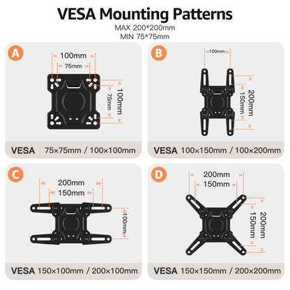 GOFORWILD Lockable RV TV Mount, Full Motion RV Mount for Most 13-43 inch TV, TV Wall Mount for Camper Truck Trailer Marine Boat Motor Home, Max VESA 200x200mm, up to 33LBS, 7021