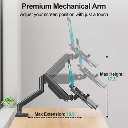 MOUNT PRO Laptop Arm Mount for Desk, 2 in 1 Function Monitor Laptop Stand, Fits Max 17" Notebook and 32" Computer Screen, Aluminum Single Monitor Holder with Adjustable Tray, Holds up to 22lbs