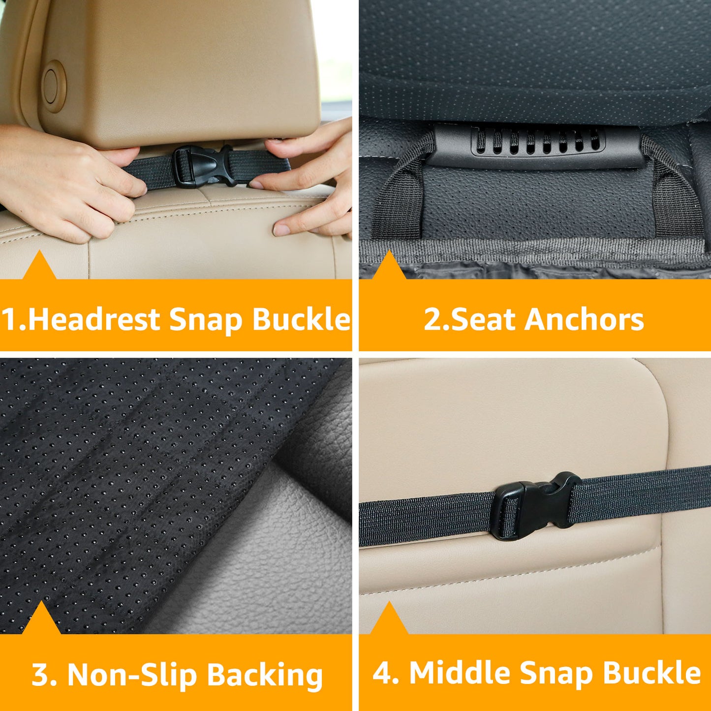 PETICON Waterproof Front Seat Car Cover 2 Pack, Full Protection Dog Car Seat Cover with Side Flaps, Nonslip Scratchproof Captain Chair Seat Cover Fits for Cars, Trucks, SUVs, Jeep, Gray