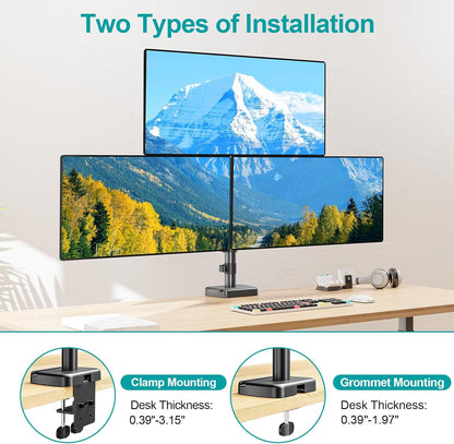 MOUNT PRO Triple Monitor Mount for Max 32" Computer Screen, Adjustable 3 Monitor Desk Mount, up to 19.8lbs Each, Gas Spring Monitor Arm with Tilt Swivel Rotation, VESA Mount 75x75/100x100mm