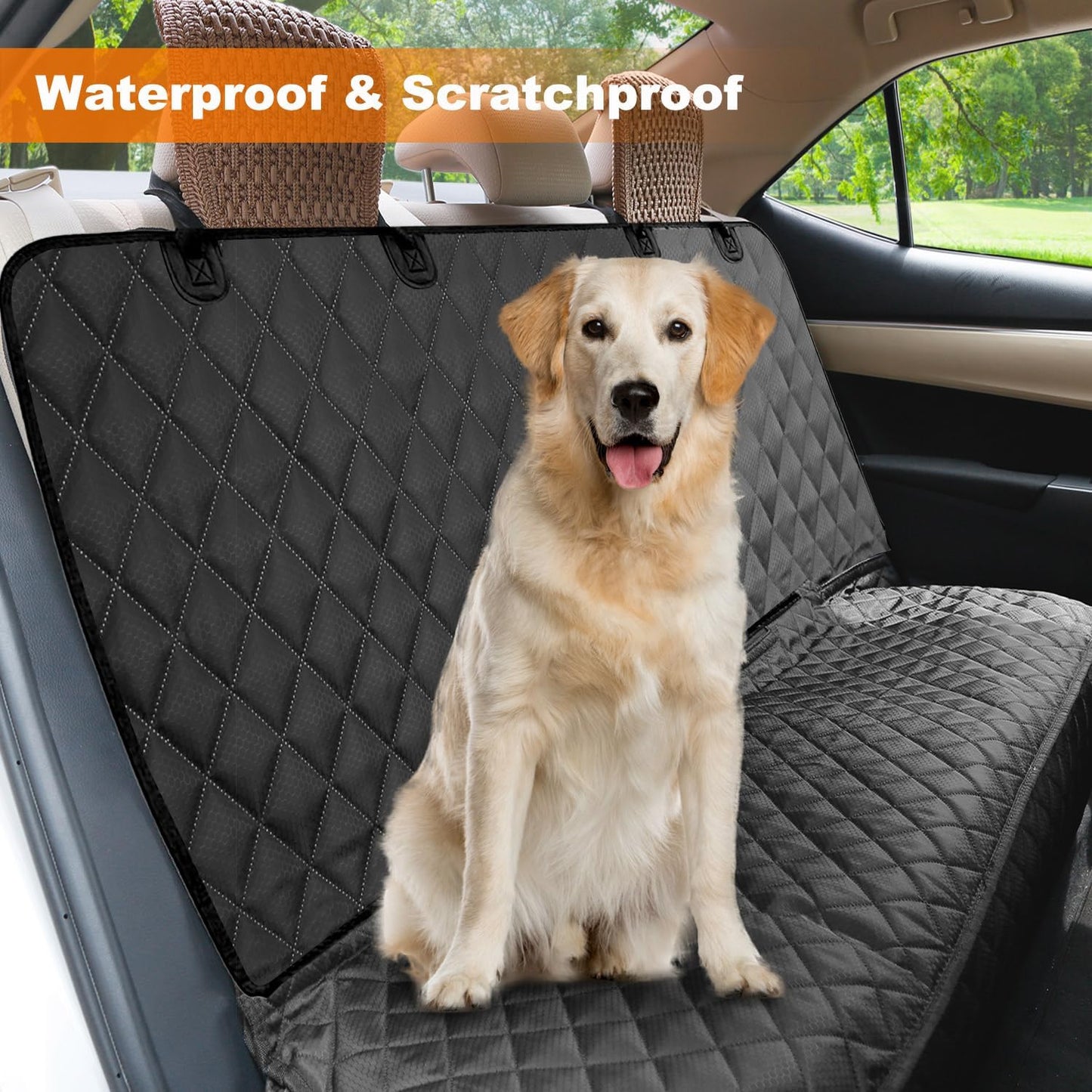 PETICON Waterproof Scratchproof Pet Bench Seat Covers for Cars Trucks Nonslip Durable Back Seat Cover for Dogs