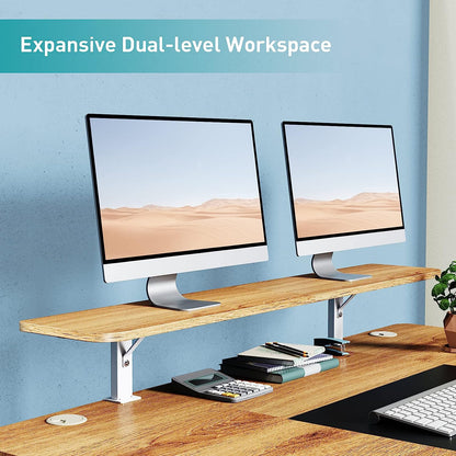 WOKA 55 x 28 Inch Electric Standing Desk with Wheels, Height Adjustable Stand up Desk with a Monitor Stand Riser, Standing Computer Desk with Memory Controllers, Adjustable Desks for Home Office