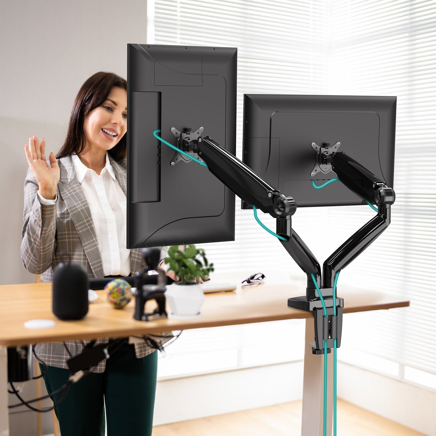 MOUNT PRO Dual Monitor Desk Mount Fits Max 35" Ultrawide Screen, Premium Heavy Duty Dual Monitor Stand for 2 Monitors, Each Arm Holds up to 26.4lbs, Fully Adjustable Gas Spring Monitor Arm, VESA Mount