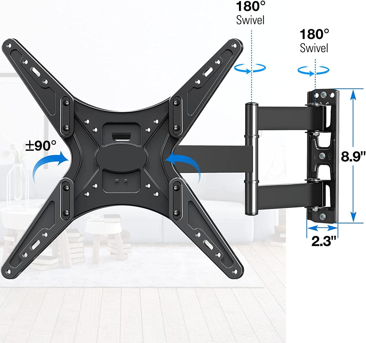 MOUNT PRO Full Motion TV Wall Mount for Most 26-55 Inch TVs, Tilting TV Mount Bracket with Swivels Articulating Arms Max VESA 400X400mm, 88lbs