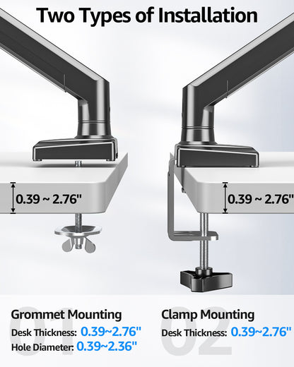 MOUNT PRO Dual Monitor Stand for 13- 32 inch, 4.4-19.8 lbs Screens, Dual Monitor Desk Mount Height Adjustable, Monitor Arms for 2 Monitors, Home Office VESA Mounts with Gas Spring