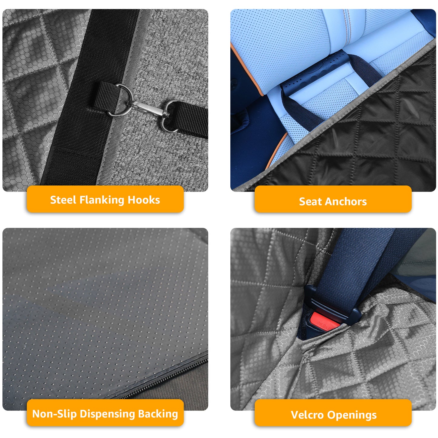 PETICON Large Dog Car Seat, Back Seat Extender for Dogs with 3 Mesh Windows, Waterproof Medium Carseat for Dogs with Hard Bottom, Pet Seat Cover for Cars, Trucks and SUVs (Gray)