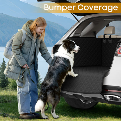 PETICON SUV Cargo Liner for Dogs, Waterproof Trunk Cover with Cushioned Sides to Protect Pet, Full Coverage Non-Slip Seat Cover for Trucks & SUVs with Bumper Flap Protector