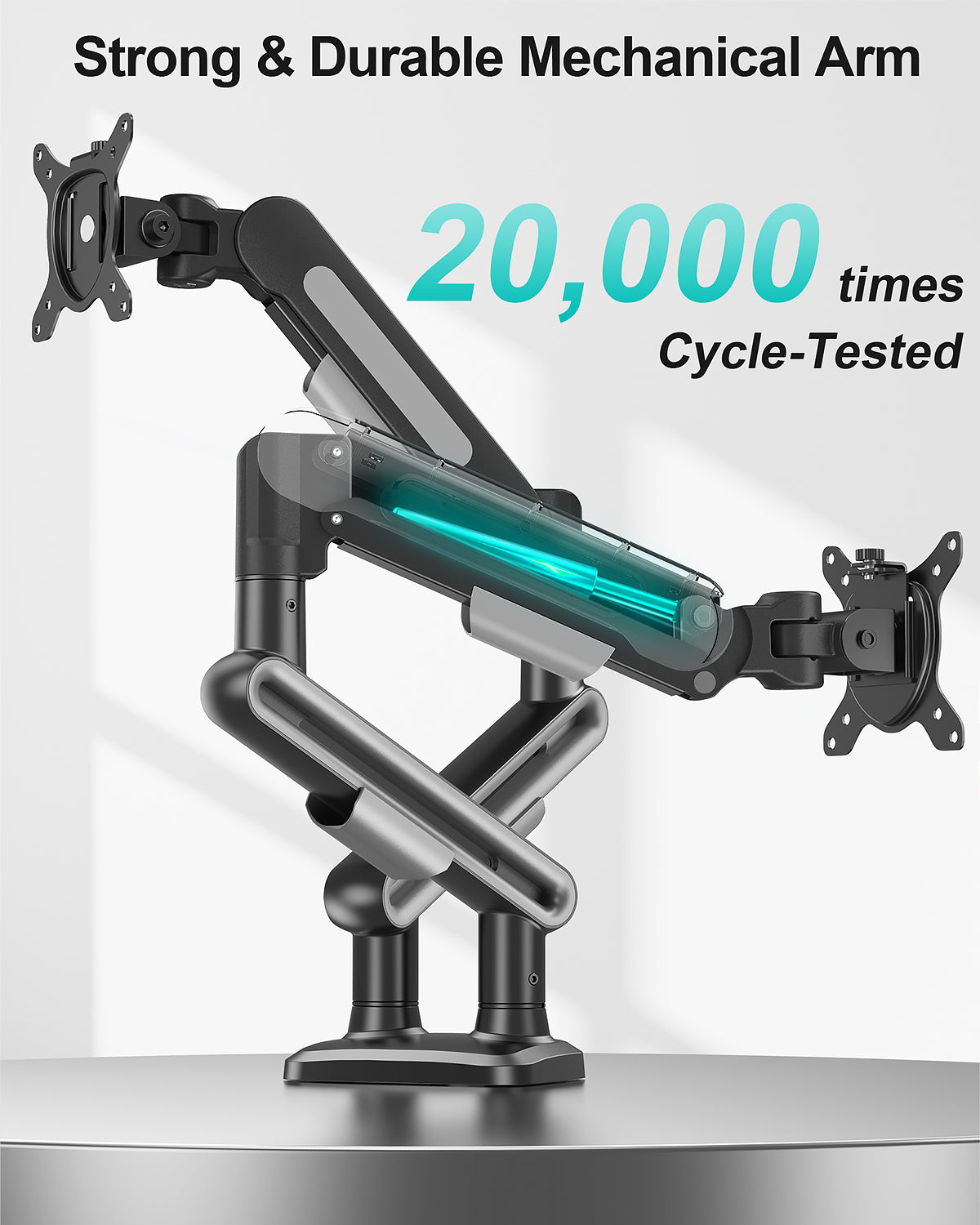 MOUNT PRO Dual Monitor Desk Mount, Pneumatic Monitor Arms for 2 Monitors Max 39 Inches, Adjustable Dual Computer Monitor Stand Each Arm Holds up to 26.5lbs, VESA Mount with C Clamp & Grommet Base