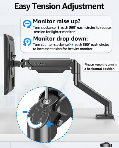MOUNT PRO Dual Monitor Stand for 13- 32 inch, 4.4-19.8 lbs Screens, Dual Monitor Desk Mount Height Adjustable, Monitor Arms for 2 Monitors, Home Office VESA Mounts with Gas Spring