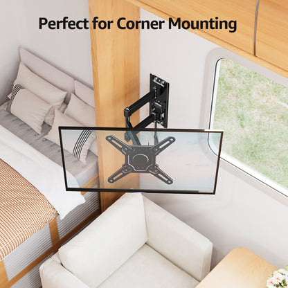 GOFORWILD Lockable RV TV Mount, Full Motion RV Mount for Most 13-43 inch TV, TV Wall Mount for Camper Truck Trailer Marine Boat Motor Home, Max VESA 200x200mm, up to 33LBS, 7021