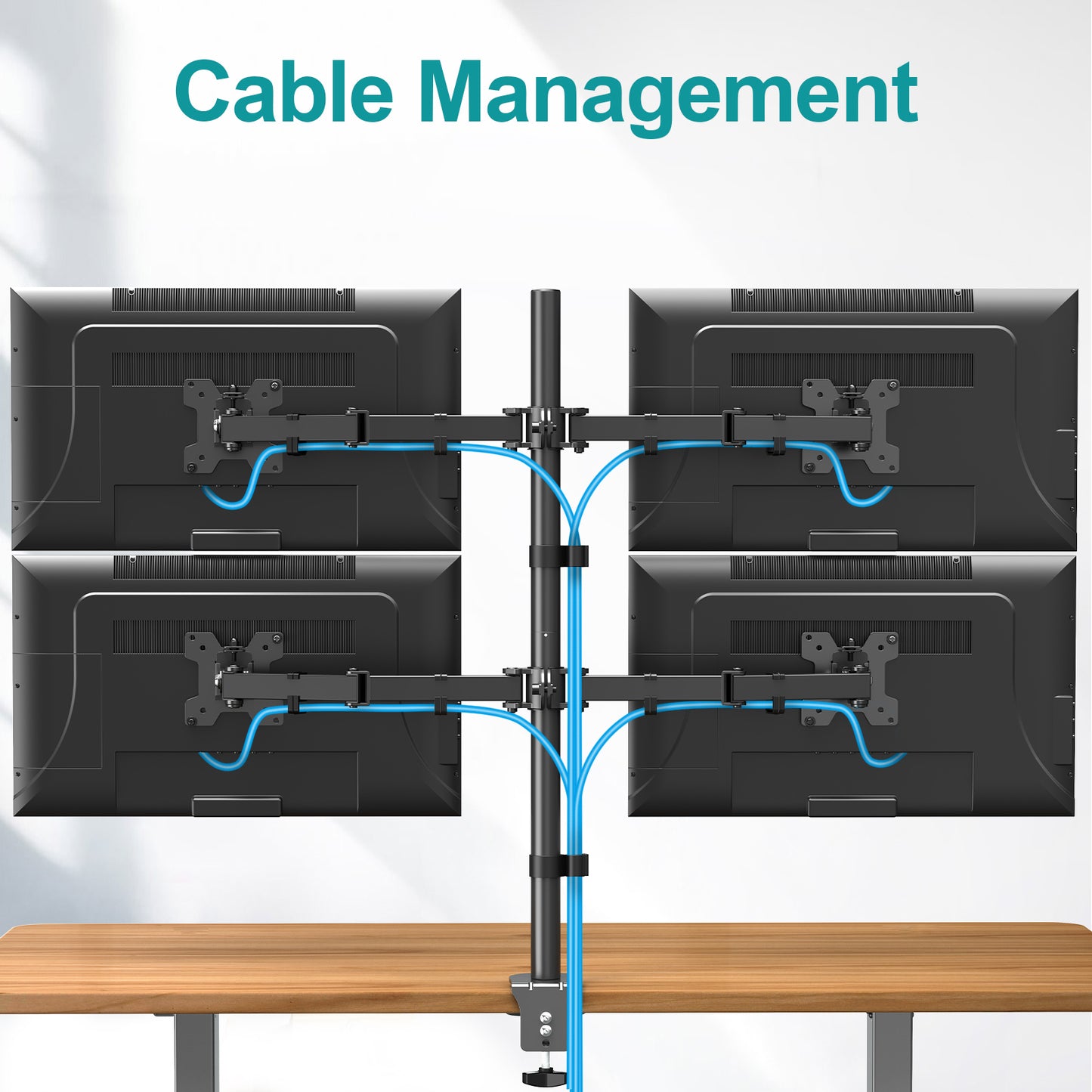MOUNT PRO 4 Monitor Mount for Max 32" Computer Screens, Up to 17.6lbs Each Quad Monitor Stand for Desk, Fully Adjustable Stacked 4 Desk Arm with Tilt, Swivel, Rotation, VESA 75x75/100x100mm