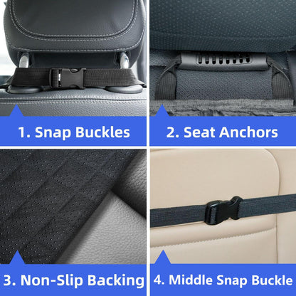 PETICON Front Seat Cover 2 Pack, Full Protection Dog Car Seat Cover with Side Flaps, Nonslip Scratchproof Captain Chair Seat Cover Fits for Cars, Trucks, SUVs, Jeep (Gray)