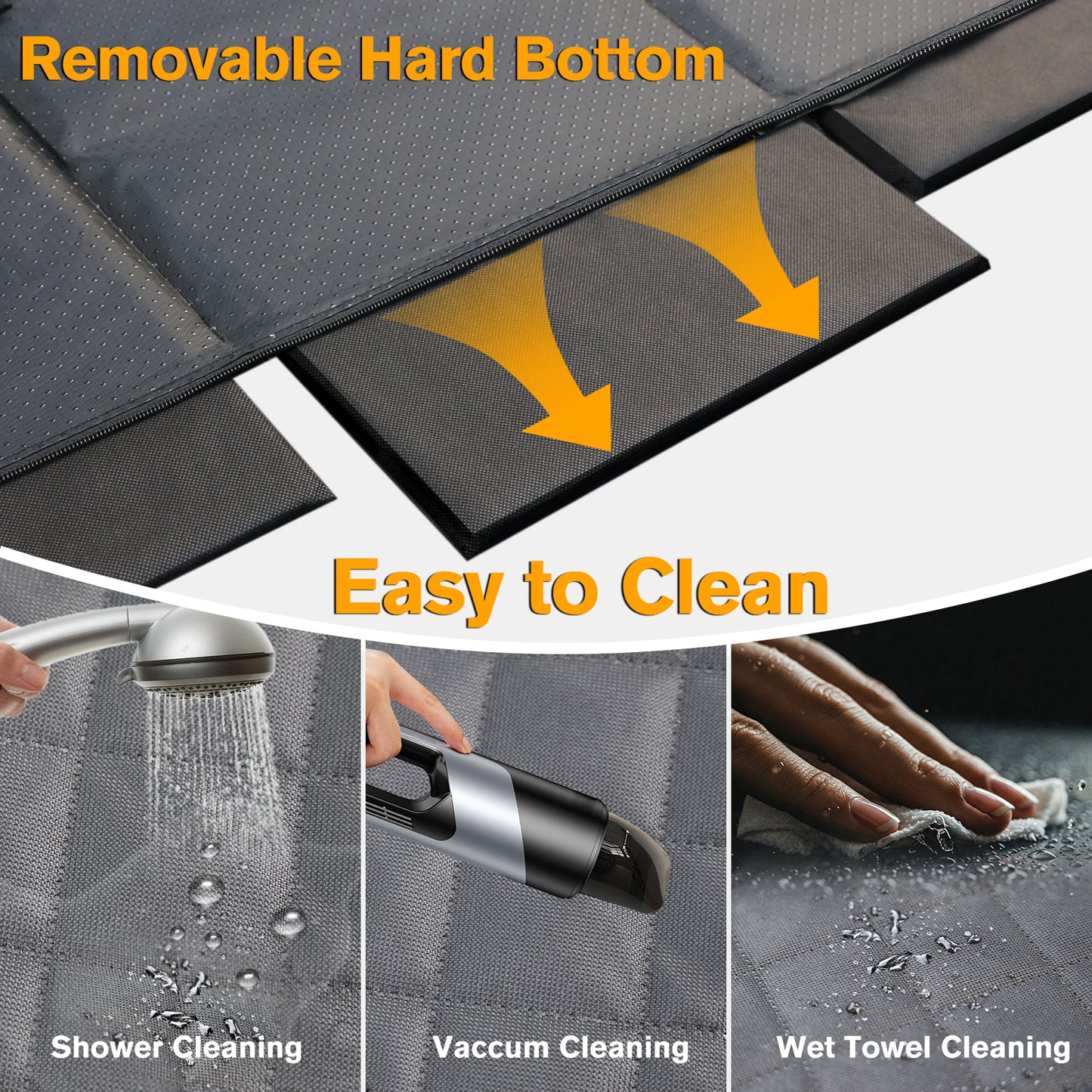 Back Seat Extender for Dogs, Hard Bottom Dog Car Seat Cover - Supports 400lbs, Rear Seat Pet Cover with Mesh Window, Waterproof Dog Hammock for Car SUV and Trucks