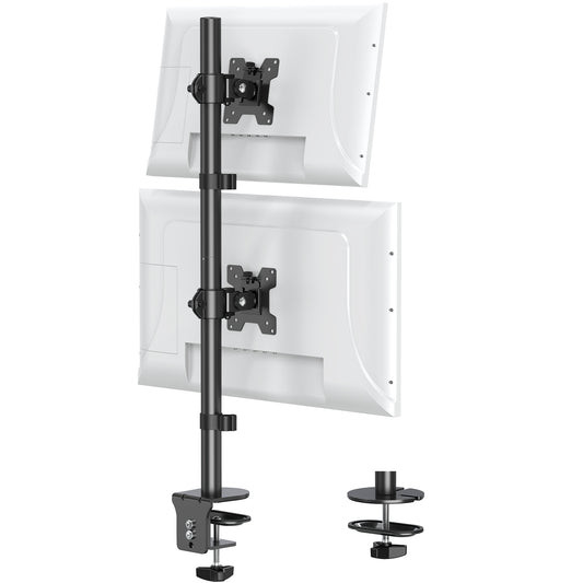 MOUNT PRO Vertical Dual Monitor Stand, Stacked Monitor Mount for 2 Monitors Up to 32 inches, Computer Monitor Arm with Swivel, Tilt, Height Adjustable, Each Monitor Desk Mount Holds up to 17.6 lbs