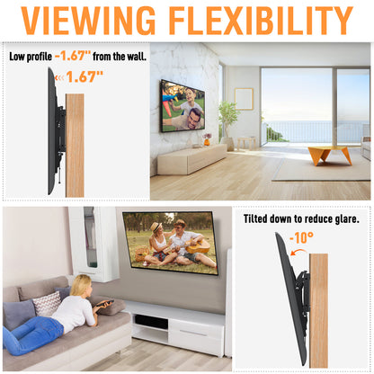 MOUNT PRO Tilting TV Wall Mount for Most 37-75 Inch TVs, TV Mount TV Bracket Holds up to 110lbs, Max 600x400mm