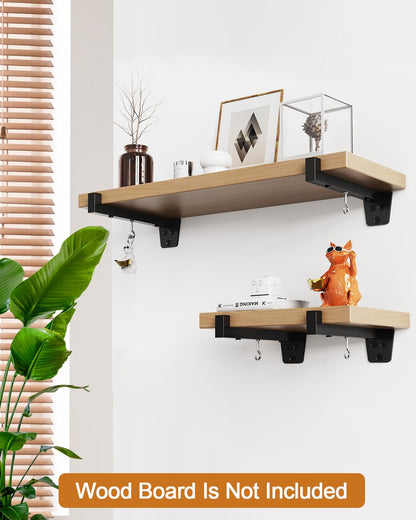 MOUNT PRO Metal Mounting Brackets, Shelf Bracket with Detachable Hooks