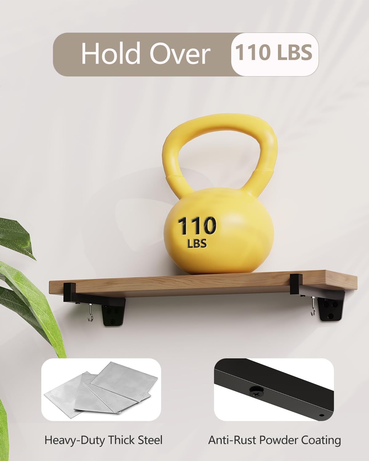 MOUNT PRO Metal Mounting Brackets, Shelf Bracket with Detachable Hooks