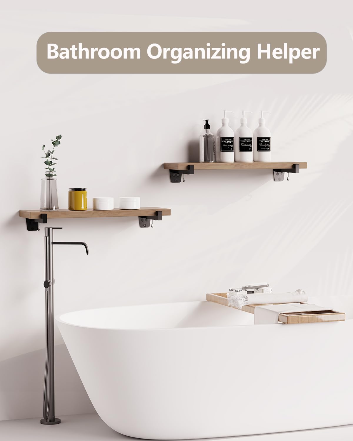 MOUNT PRO Metal Mounting Brackets, Shelf Bracket with Detachable Hooks