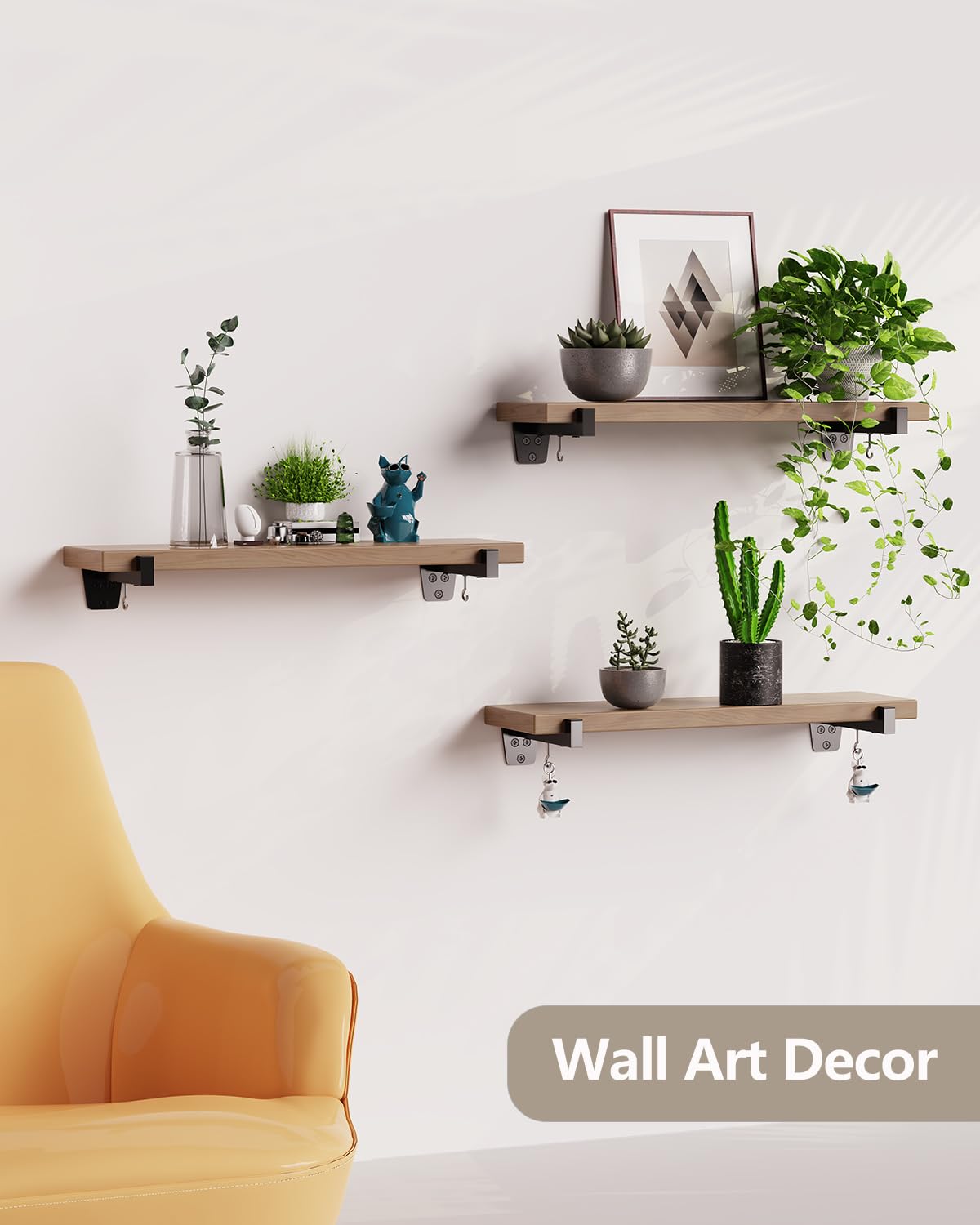 MOUNT PRO Metal Mounting Brackets, Shelf Bracket with Detachable Hooks