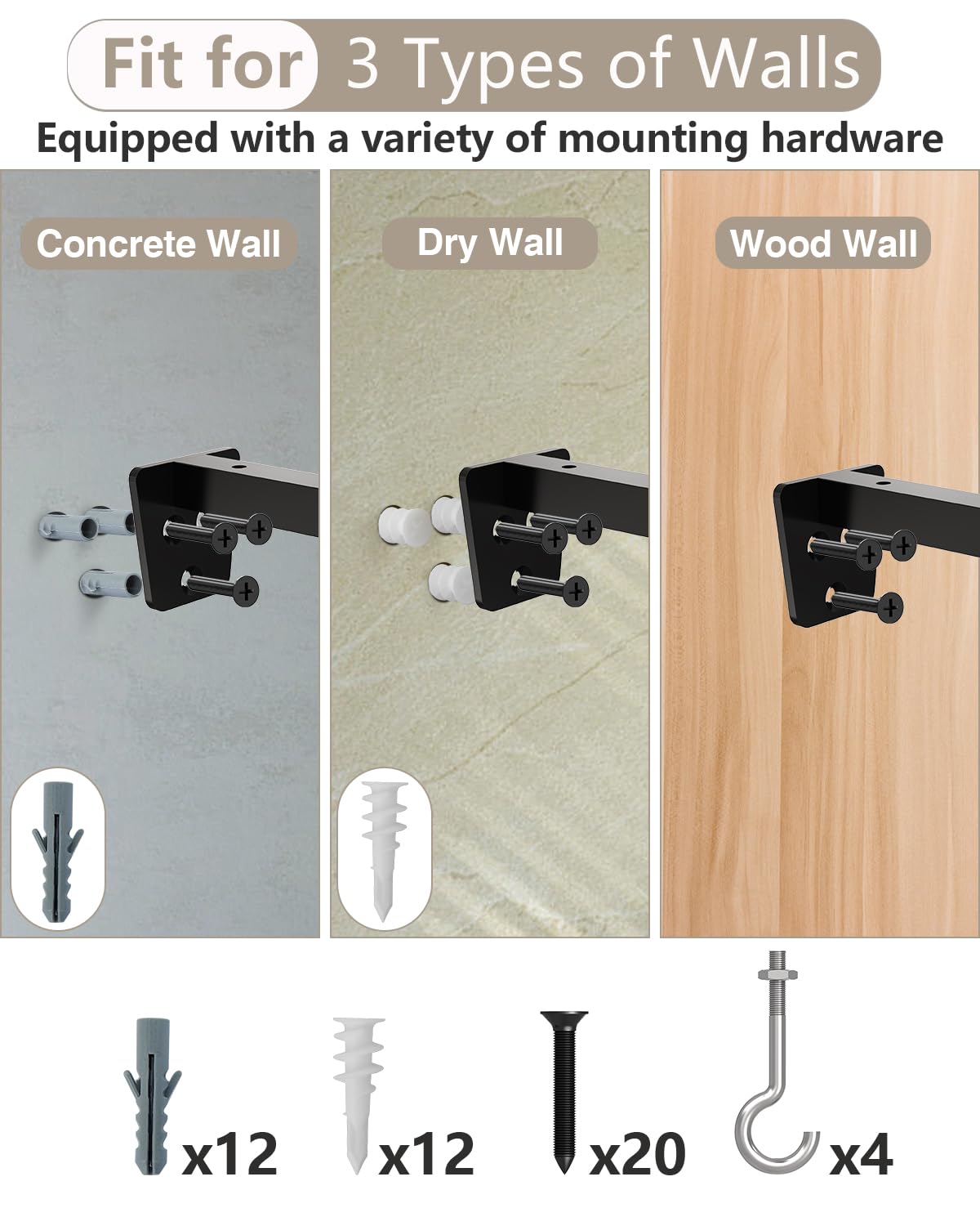 MOUNT PRO Metal Mounting Brackets, Shelf Bracket with Detachable Hooks