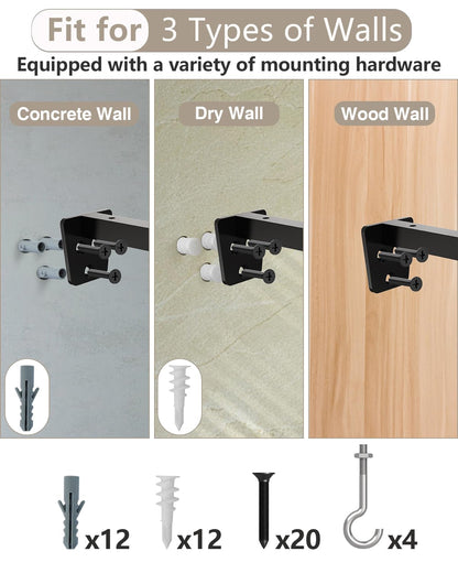 MOUNT PRO Metal Mounting Brackets, Shelf Bracket with Detachable Hooks