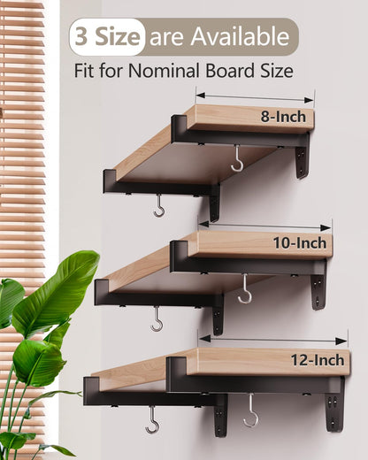 MOUNT PRO Metal Mounting Brackets, Shelf Bracket with Detachable Hooks