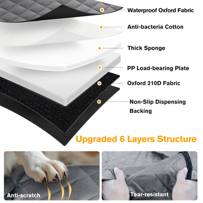 Back Seat Extender for Dogs, Hard Bottom Dog Car Seat Cover - Supports 400lbs, Rear Seat Pet Cover with Mesh Window, Waterproof Dog Hammock for Car SUV and Trucks