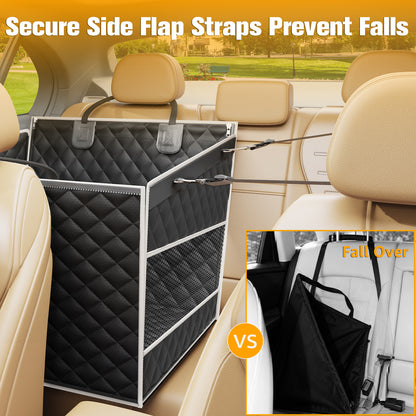 PETICON Dog Car Seat for Large Medium Dogs, One-Piece Hard Bottom Back Seat Extender for Dogs with 2 Mesh Windows, Waterproof Pet Carseat with Storage Pocket for Cars, SUVs and Trucks